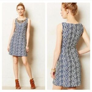 Anthropologie Moulinette Soeurs Mulberry Road Beaded Jaquard Sheath Size 12